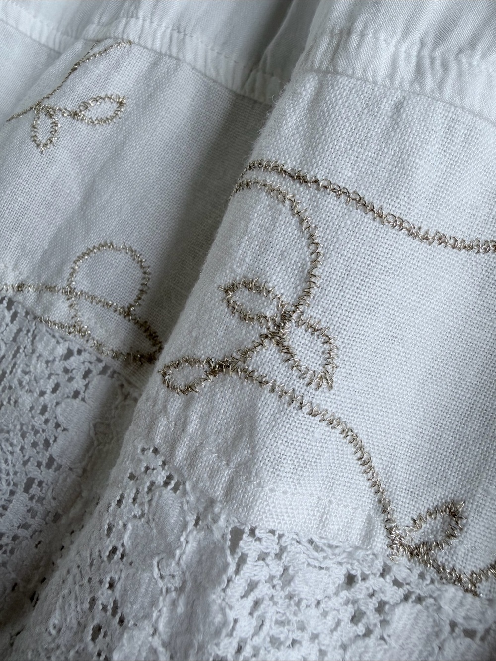 Coldwater Creek White Cotton Linen Lace Tiered Maxi Dress Petite Medium PM - Picture 14 of 16